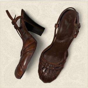 Miss Bisou Dark Brown leather ballet toe Y2K Heels size 9